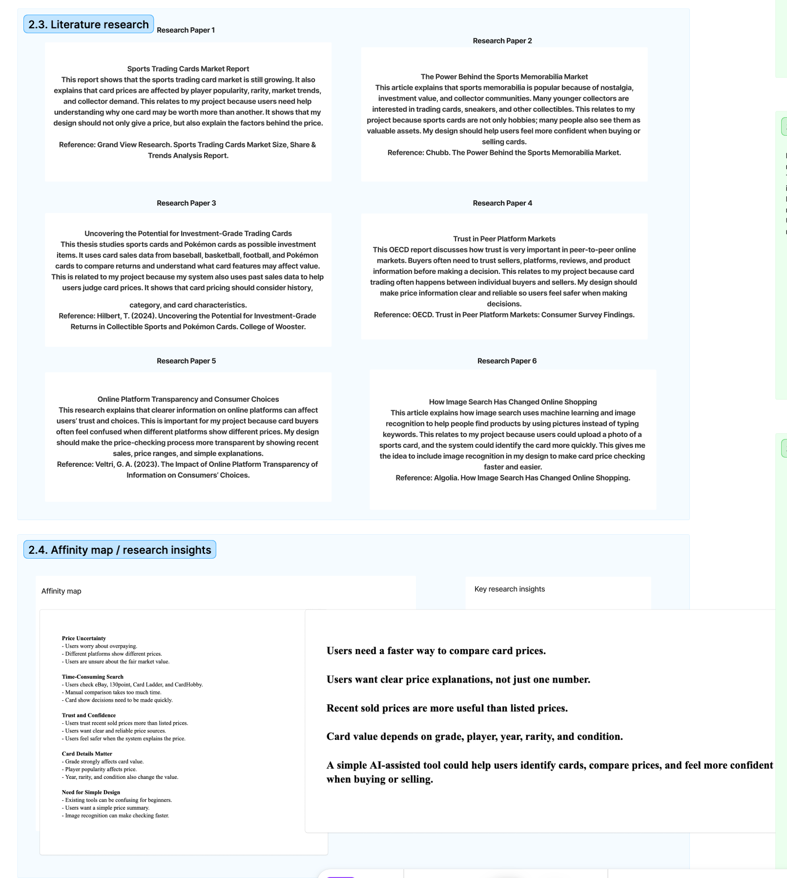 Literature research and affinity map insights